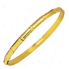 14k Yellow Matt And Shiny Stackable Bangle - 8 Inch