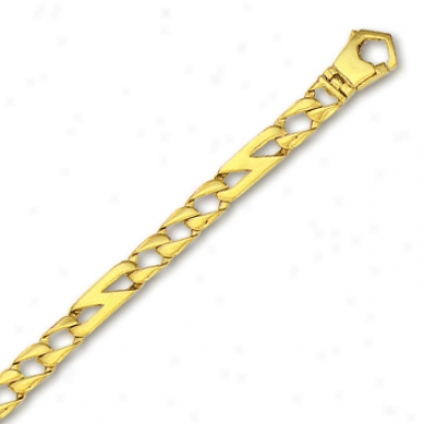 14k Yellow Mens Link Bracelet - 8 Inch