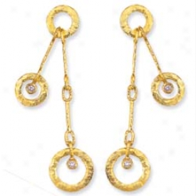 14k Yellow Modern Circles Design Earrings