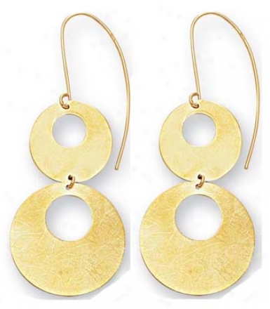 14k Yellow Open Circles Drop Frenchwire Earrings