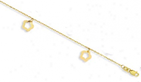 14k Golden Open Prime Design Anklet - 10 Inch