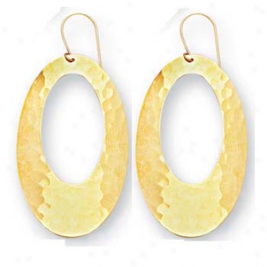 14k Yellow Open Oval Drop Frenchwire Earrings