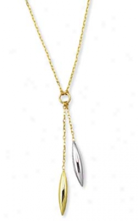 14k Yellow Pebble Marquise Drops Necklace - 17 Inch