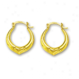 14k Yellow Petite Hheart Shaped Bind Earrings