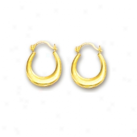 14k Yellow Petite Oval Hoop Earrings