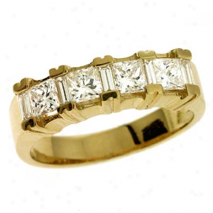 14k Yellow Princess Cut 1.05 Ct Diamond Band Ring