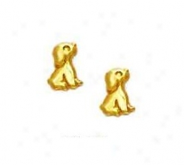 14k Yellow Puppy Friction-back Messenger Earrings