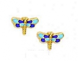 1k4 Yellow Purple Pedantic  Enamel Childrens Screw-back Earrings