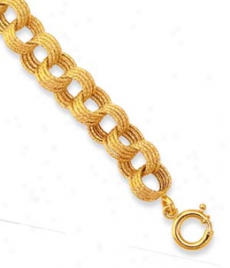 14k Yellow Quad Link Spring Clasp Bracelet - 7 Inch