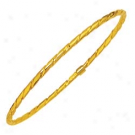 14k Yellow Rope Design Stackable Slip-on Bangle - 8 Inch