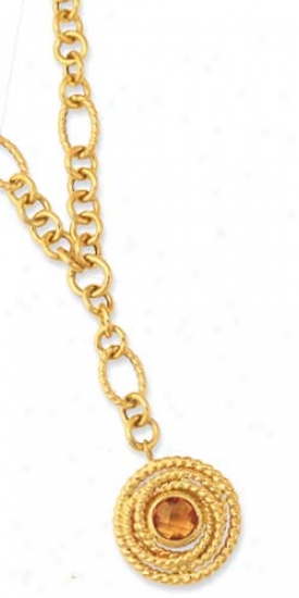 14k Yellow Move about Draw as by a ~ Framed Citrine Necklace - 17 Inch