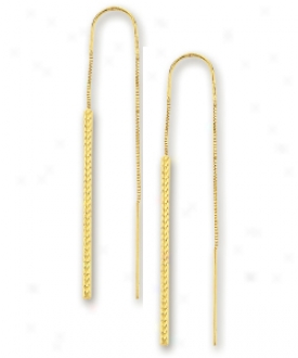 14k Yellow Simple Bar Threader Earrings