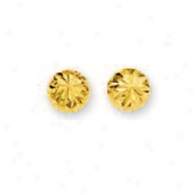 14k Yellow Small Diamond-cut Half Ball Stud Earrings