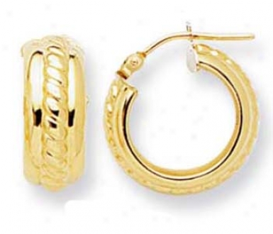 14k Yellow Small Woven Design Hoop Earrings