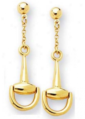 14k Golden Snaffle Bt Design Post Earrings