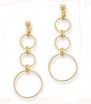 14k Yellow Stylish Open Circle Design Earrings