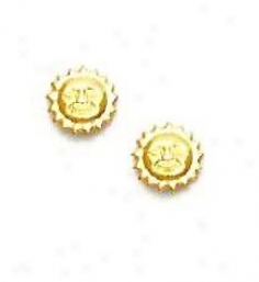 14k Yellow Sun Friction-back Post Earrings