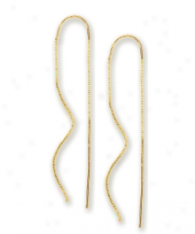 14k Yellow Swirl Bar Threader Earrings
