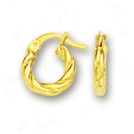 14k Yellow Swirl Hoop Chilsrens Earrings