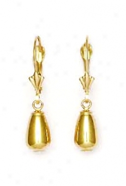 14k Yellow Tear Drop Lever-back Earrings