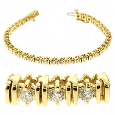 14k Yellow Tennis 2 Ct Diamond Bracelet