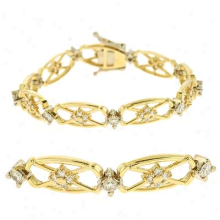 14k Yellow Tennis 2.26 Ct Diamond Bracelet