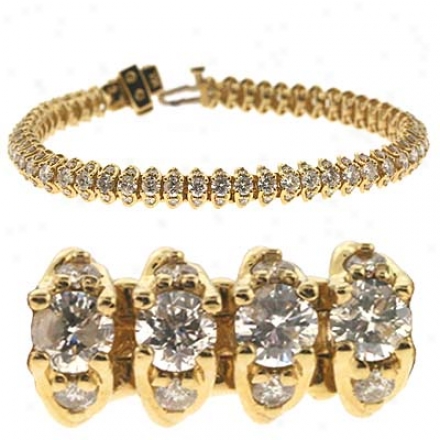 14k Yellow Tennis 6.21 Ct Diamond Bracelet