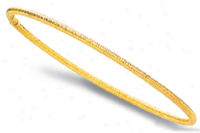 14k Yellow Textured Slip-on Bangle Bracelet - 8 Inch