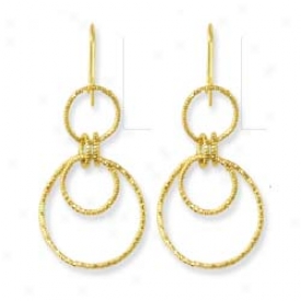 14k Yelloe Three Hoops Earrings