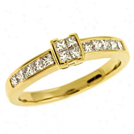 14k Ywllow Trendy 0.52 Ct Diamond Ring