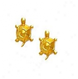 14k Yellow Tutle Friction-back Post Earrings