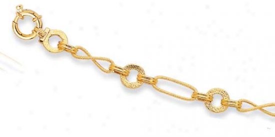 14k Yellow Twisted Design Fancy Link Bracelet - 7.5 Inch