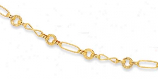 14k Yellow Twisted Design Fancy Link Necklace - 18 Inch