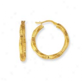 14k Yellow Twisted Hoop Earrings