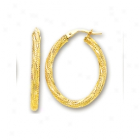 14k Yellow Twisted Large Oval Earrings