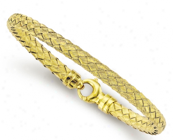 14k Yellow Woven Design Couture Bangle Bracelet - 7.25 Inch