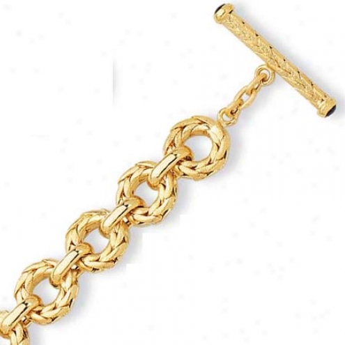 14k Yellow Woven Design Toggle Bradelet - 7.5 Inch