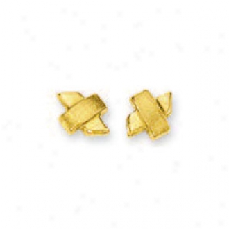 14k Yellow X Stud Earrings