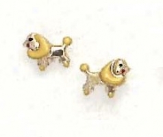 14k Yellow Yellow Enamel Childrens Puppy Screw-back Earrings