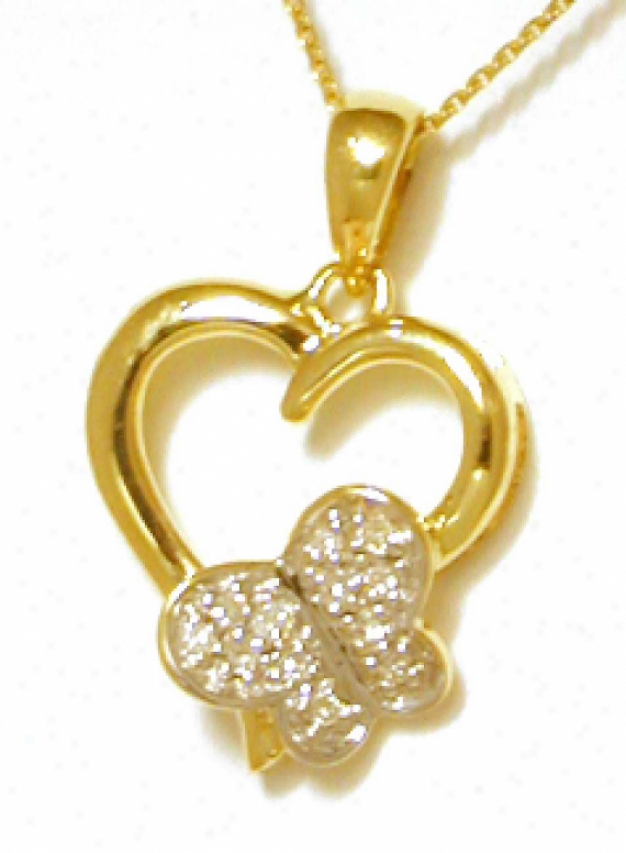 Adorable Diamond Butterfly Heart Pendant