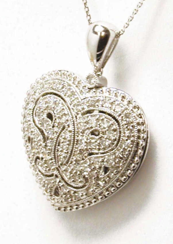 Antique Beaded Diamond Heart Licket Pendant