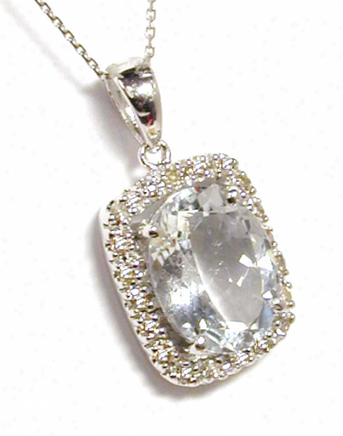 Aquamarine & Diamond Framed Pendant