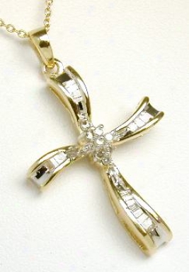 Baguette & Round Diamond Cross