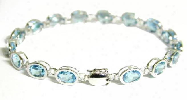 Bezel Blue Topaz Line Bracelet