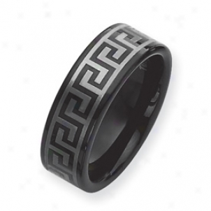 Dismal Plated 8mm Tungsten Band Ring W/ Grey Laser - Size 13