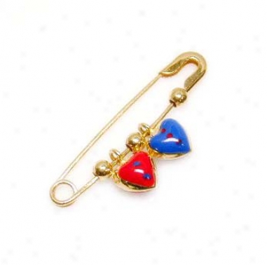 Azure & Red Heart Enamel Baby Pin