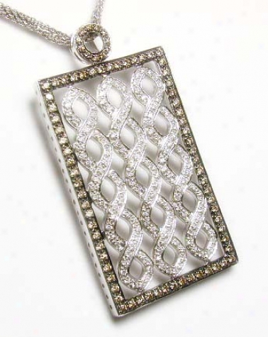 Bold Brown/white Diamond Shield Pendant