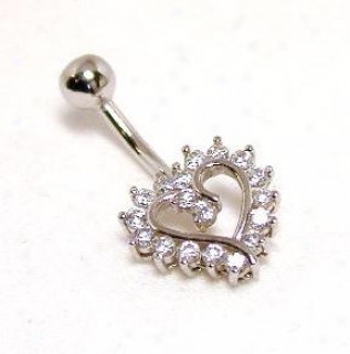 Bold Cubic Zirconia Cz Heart Belly Ring