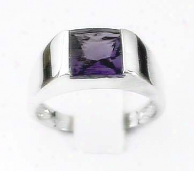 Buff Emerald-cut Amethyst Ring