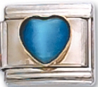 Cats-eye Blue Heart Italian Charm Link